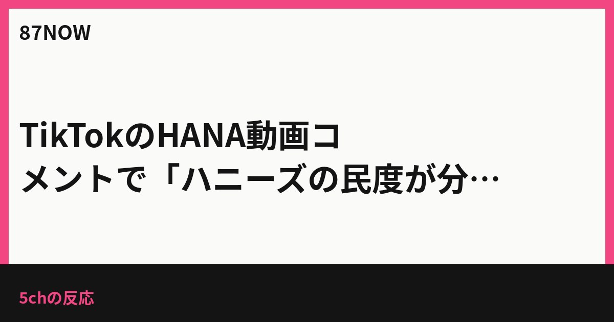 TikTokのHANA動画コメントで「ハニーズの民度が分かる」って話